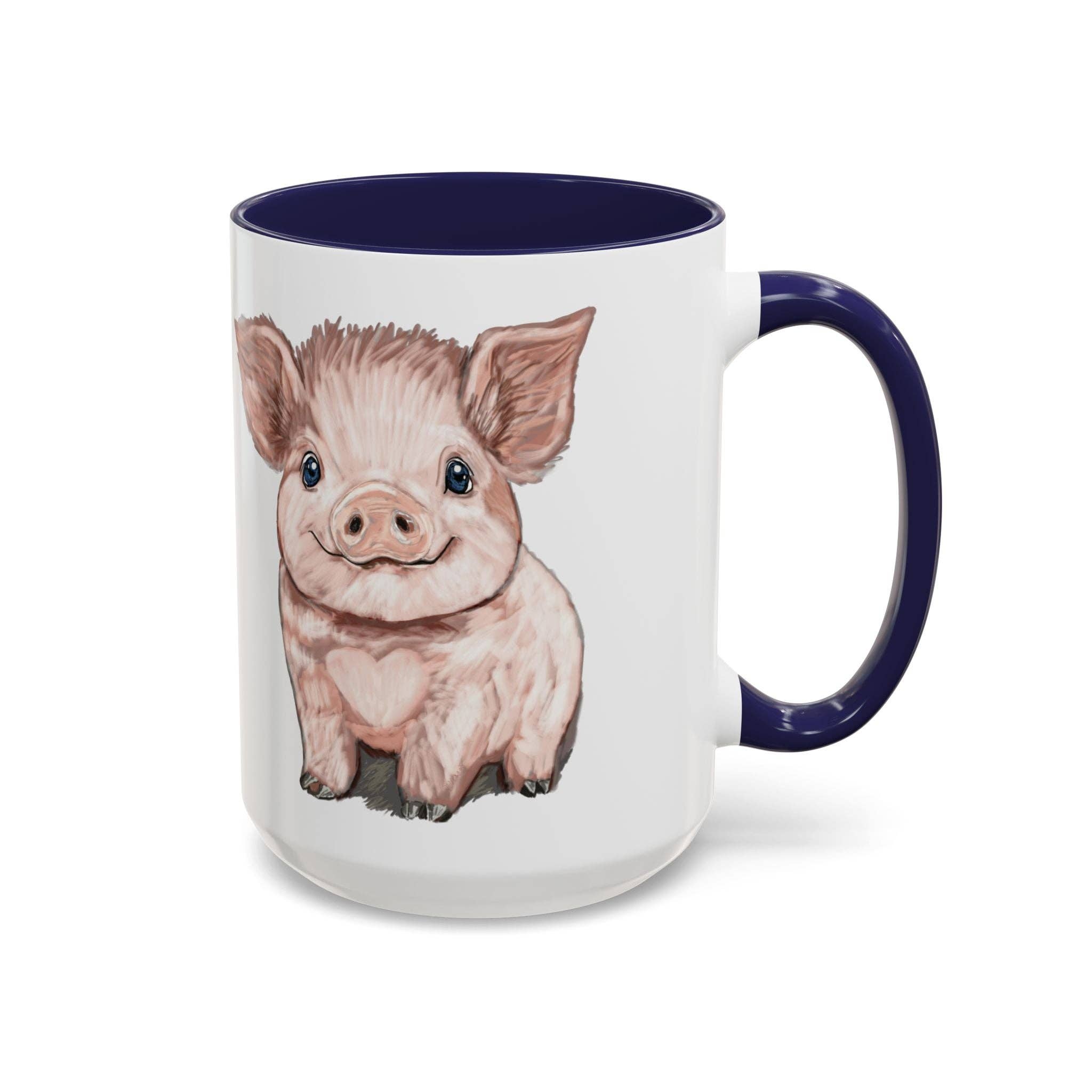 Blue Cava - Wholesale Coffee Mug - Adorable Piglet Two Tone Ceramic Mug - 11 oz & 15 oz5