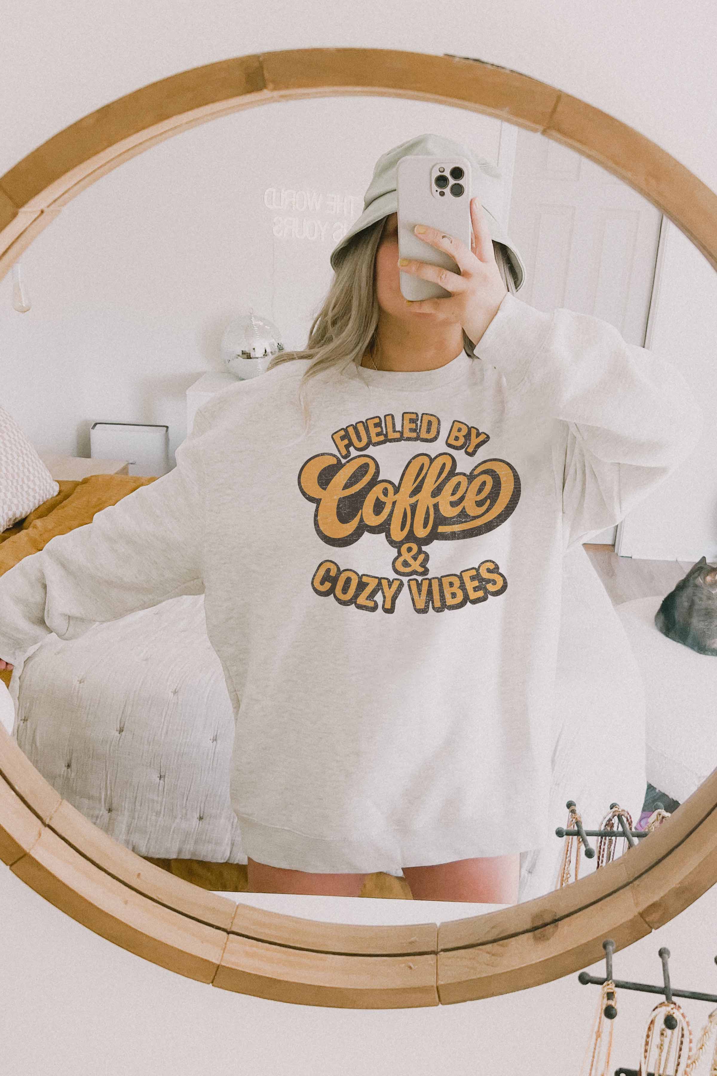 GOOD DAY STREET - Wholesale Graphic Sweatshirt - Women's - [G2359X-OSS]-COFFEE & COZY VIBES OVERSIZED SWEATSHIRT 0