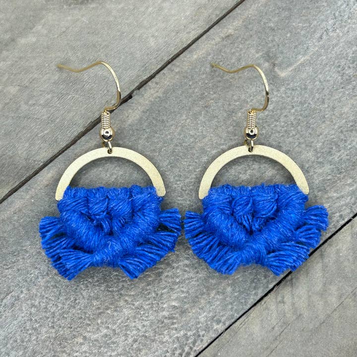 Half Circle Brass Fringe - Cobalt for wholesale by HK Macrame Jewelry