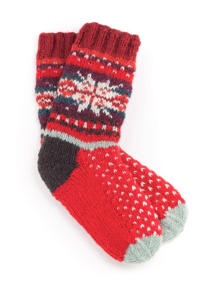 Lost Horizons Knitwear - Wholesale Socks - Women's - Jasper Wool Socks with Colorful Fair Isle Pattern2