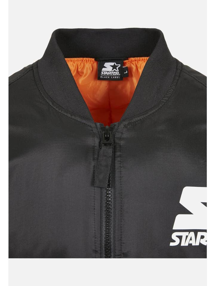 black Starter The Classic Logo Bomber Jacket for wholesale on Faire