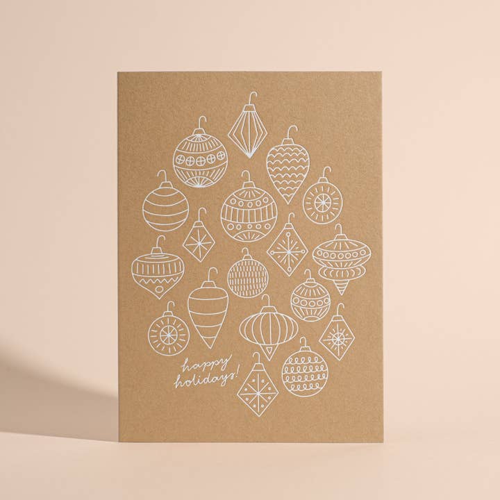 Carte de vœux ornements de fête avec feuille blanche pour la vente par Half Pint Studio