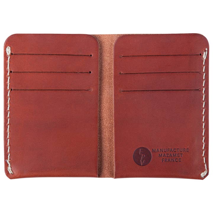 Cognac leather card holder for wholesale on Faire3
