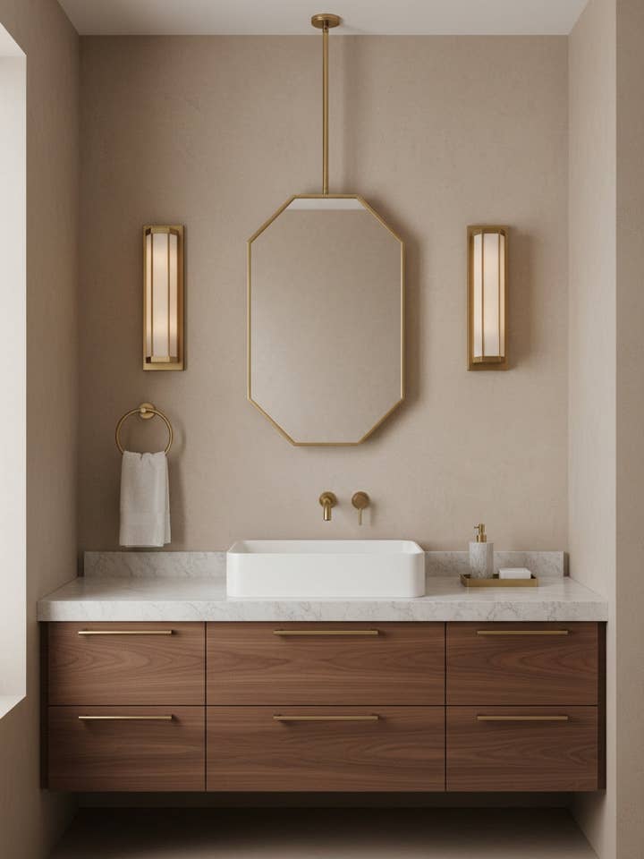 Suspended Octagonal Brass Mirror – Handmade Ceiling Mirror for wholesale by Palmeraies