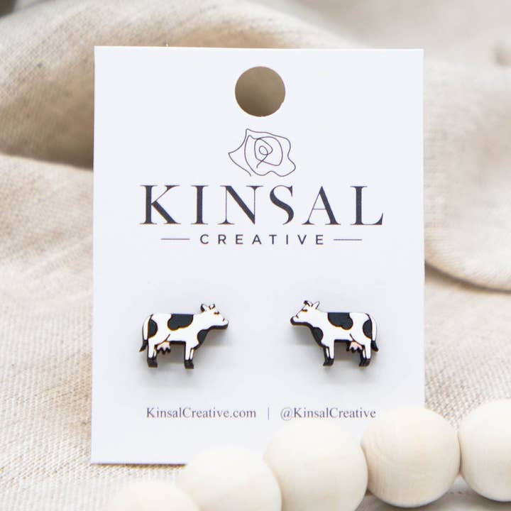 Kuhholz-Ohrstecker für den Großhandel von Kinsal Creative