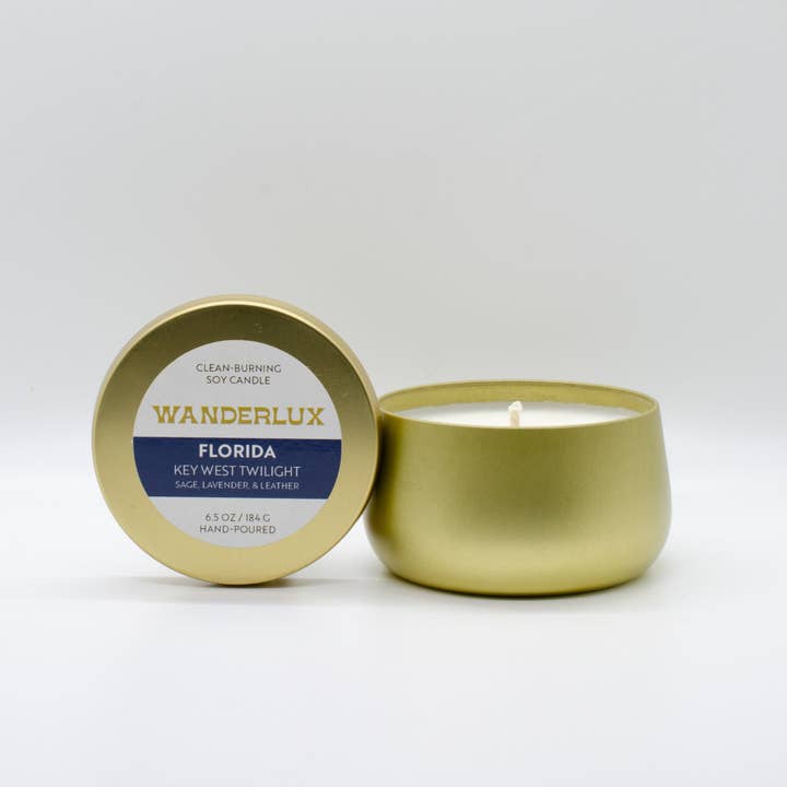 Wanderlux Florida Key West Twilight 6.5 Ounce Soy Candle for wholesale by Wanderlux Candles