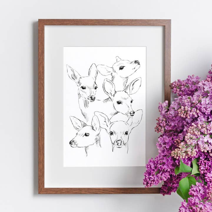 NorthHouse Creative Co. - Wholesale Art Print - Fawn Illustration Sketch Art Print3
