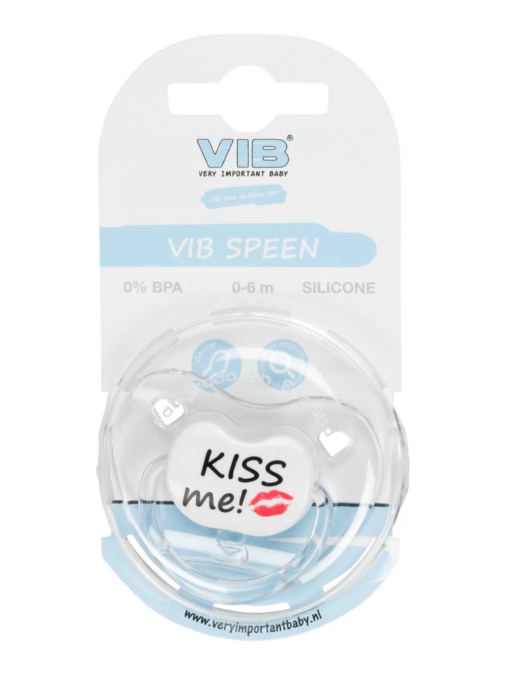 Pacifier White KISS me! for wholesale by Very Important Baby®