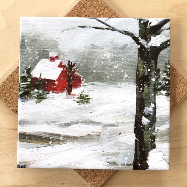 Snowy Barn Trivet for wholesale by Art by Alyssa