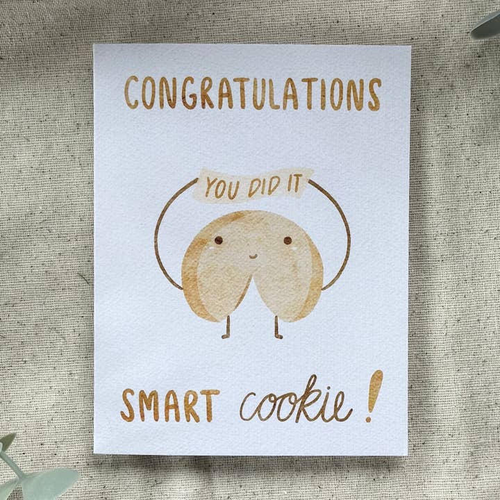 "Congratulations Smart Cookie" Card (White Background) for wholesale by Sik Fan Studio
