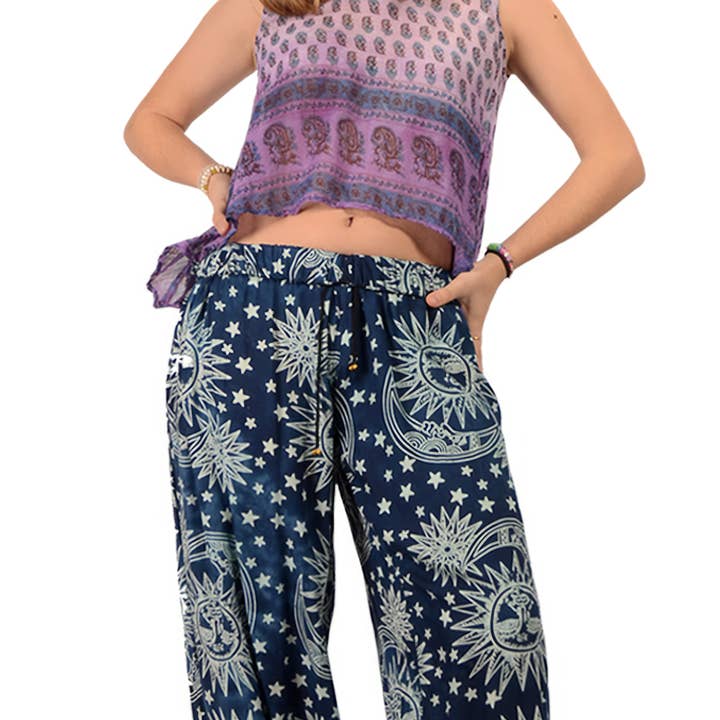 Haremshose aus Viskose mit Knopfmanschette und Sternenmotiv für den Großhandel von Gypsy Rose