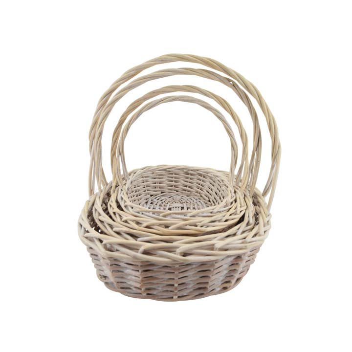 Whitewashed Willow Basket Set, 4ct. for wholesale by Tremont Floral Supplies