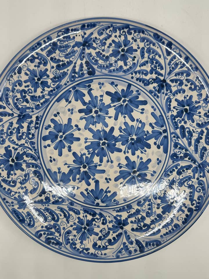 Serving plate diameter 37cm food use Ceramica Caltagirone - Panarea for wholesale by DD Ceramiche Siciliane