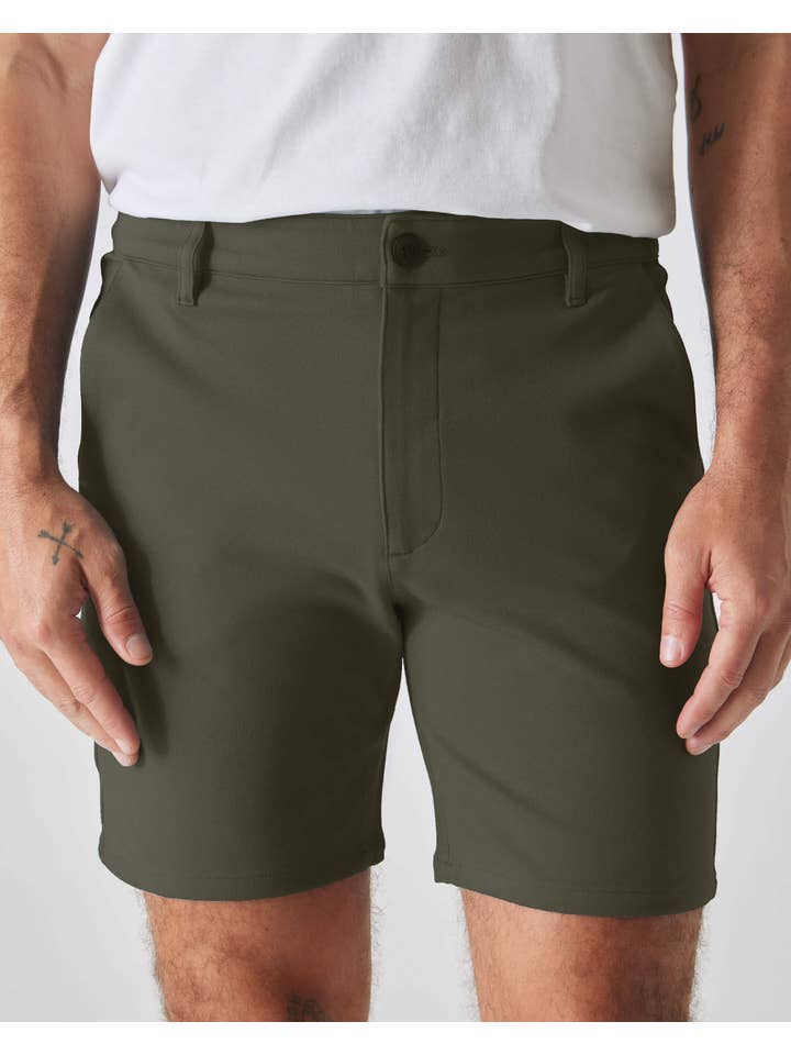 True Classic - Wholesale Shorts - Men's - 7" Military Green Comfort Knit Chino Shorts5
