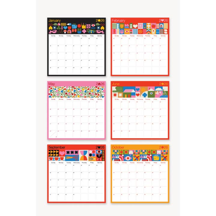 Lisa Congdon Art & Illustration – wholesale Calendar – 2026 Magnetic Calendar - Desk Calendar - Office Calendar3