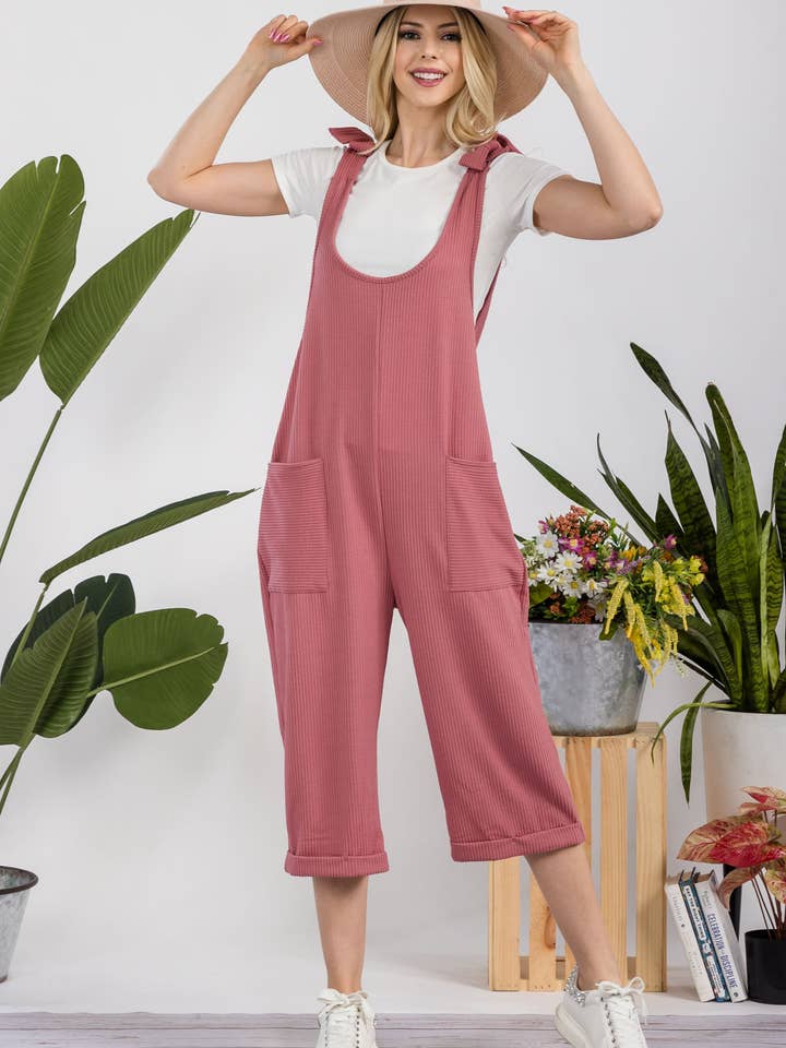 Celeste Clothing – Engroshandel Jumpsuit - Dame – CASUAL RIB CAPRI JUMPSUIT MED LOMMER -CP338738