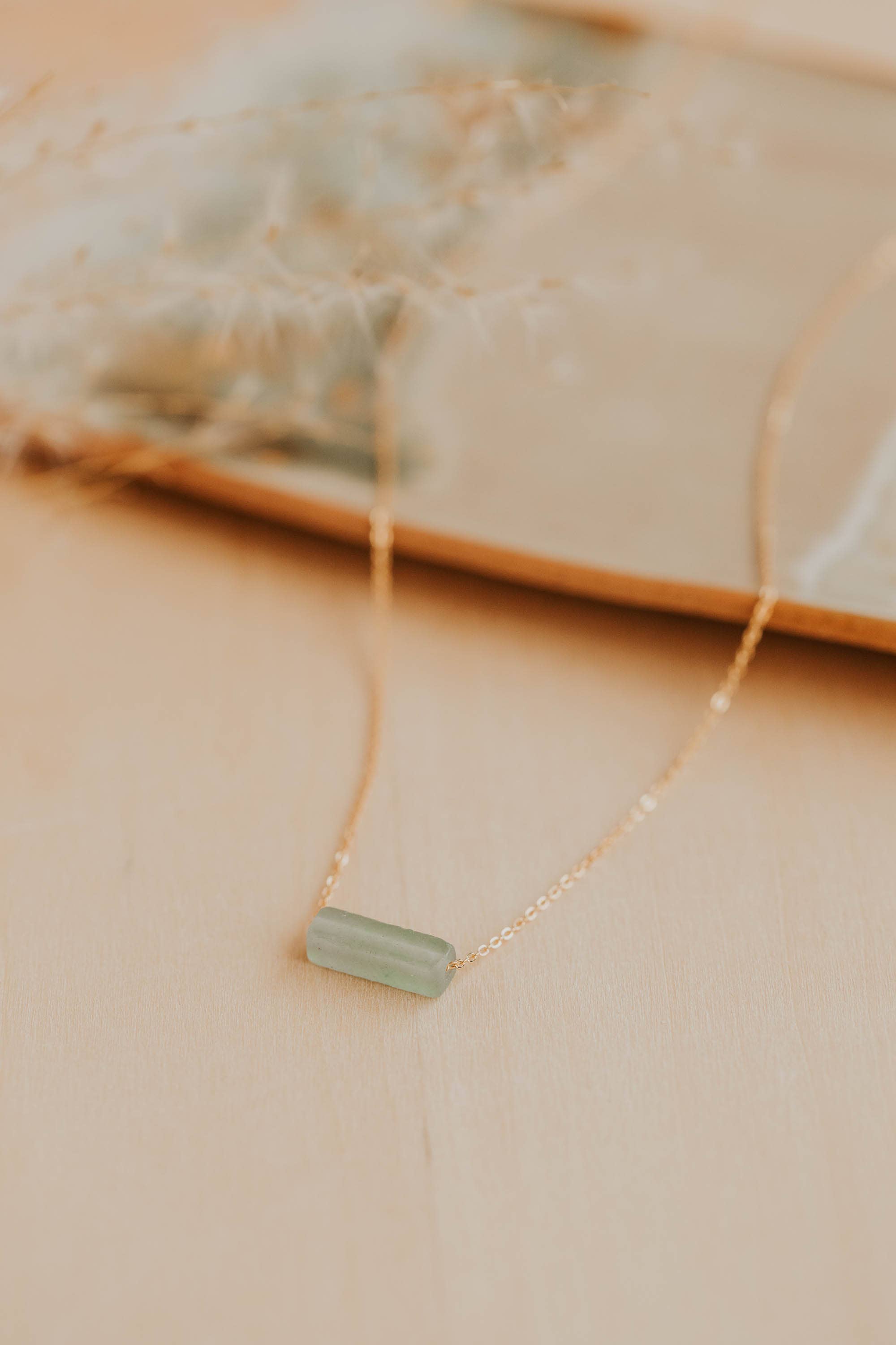 Hello Adorn - Wholesale Pendant/Charm Necklace - Seafoam Gemma Necklace | 14kt Gold Fill + Sterling Silver