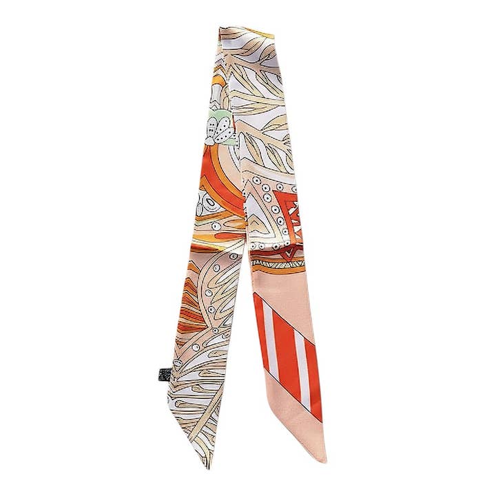 Sensibling Corp. - Wholesale Scarf - Women's - Abstract Pattern Printed Twilly Skinny Scarf3