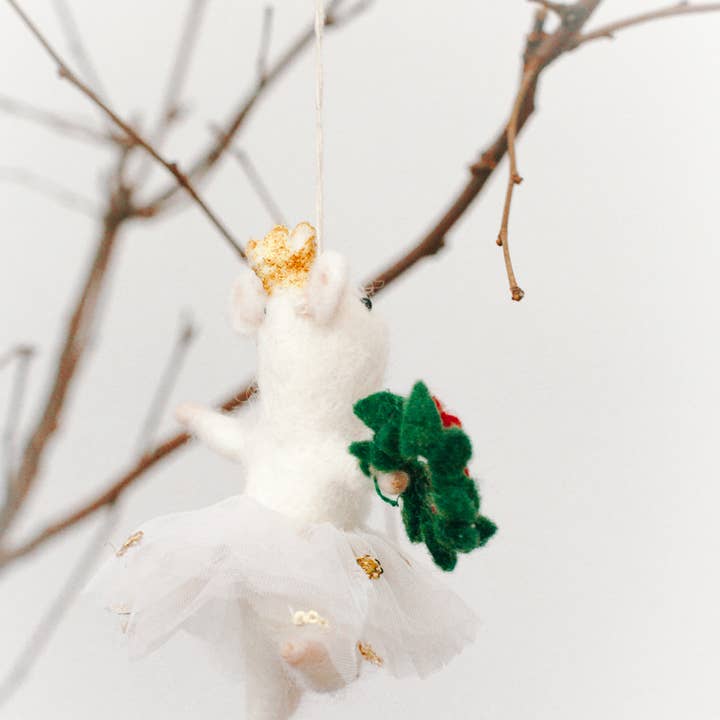 Creative Women - Wholesale Ornament - BALLERINA MOUSE FELT ORNAMENT | Handcrafted in Nepal
