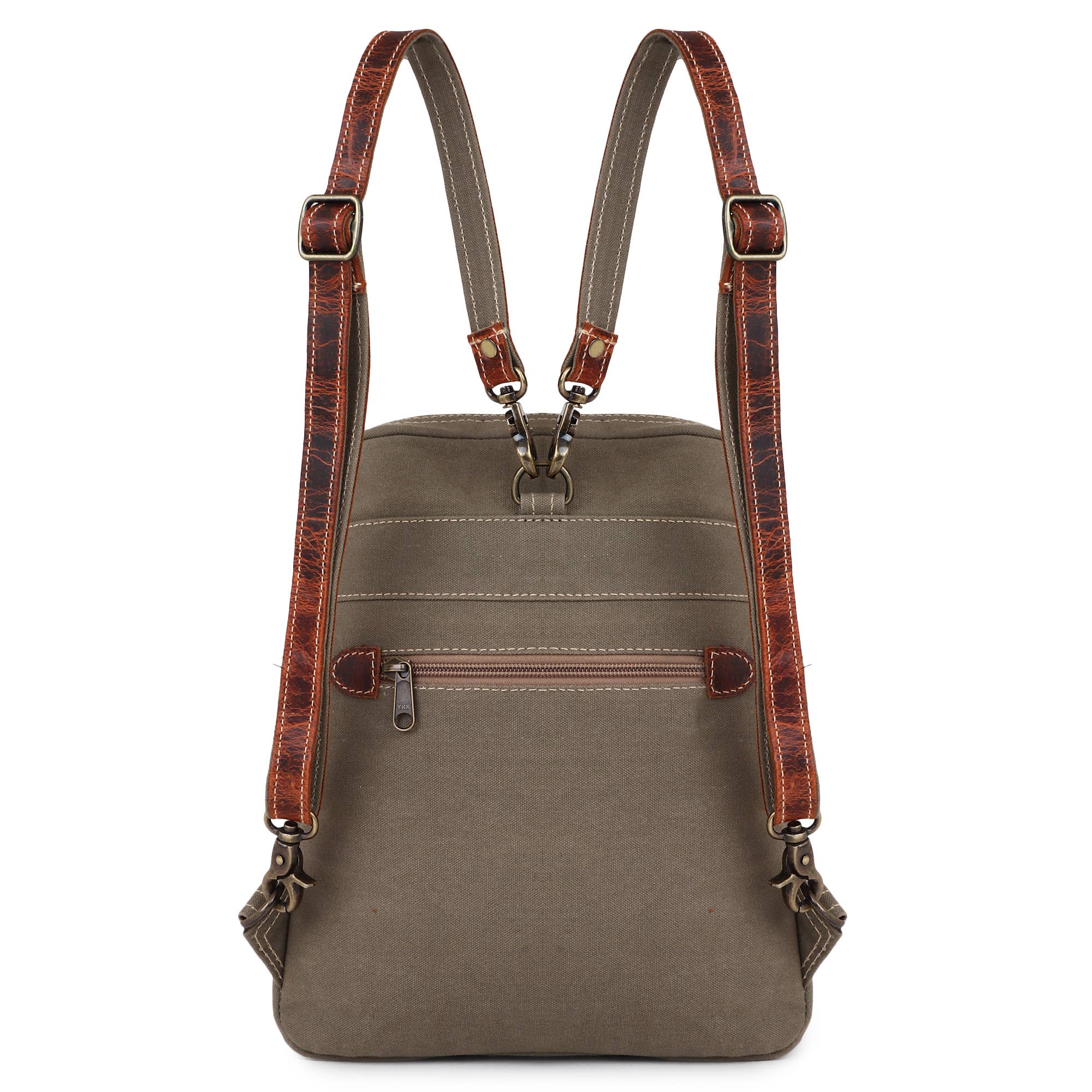 Sixtease Bags USA - Wholesale Backpack - Women's - Canvas Cowhide & Leather Women's Backpack - Gray/Blue3