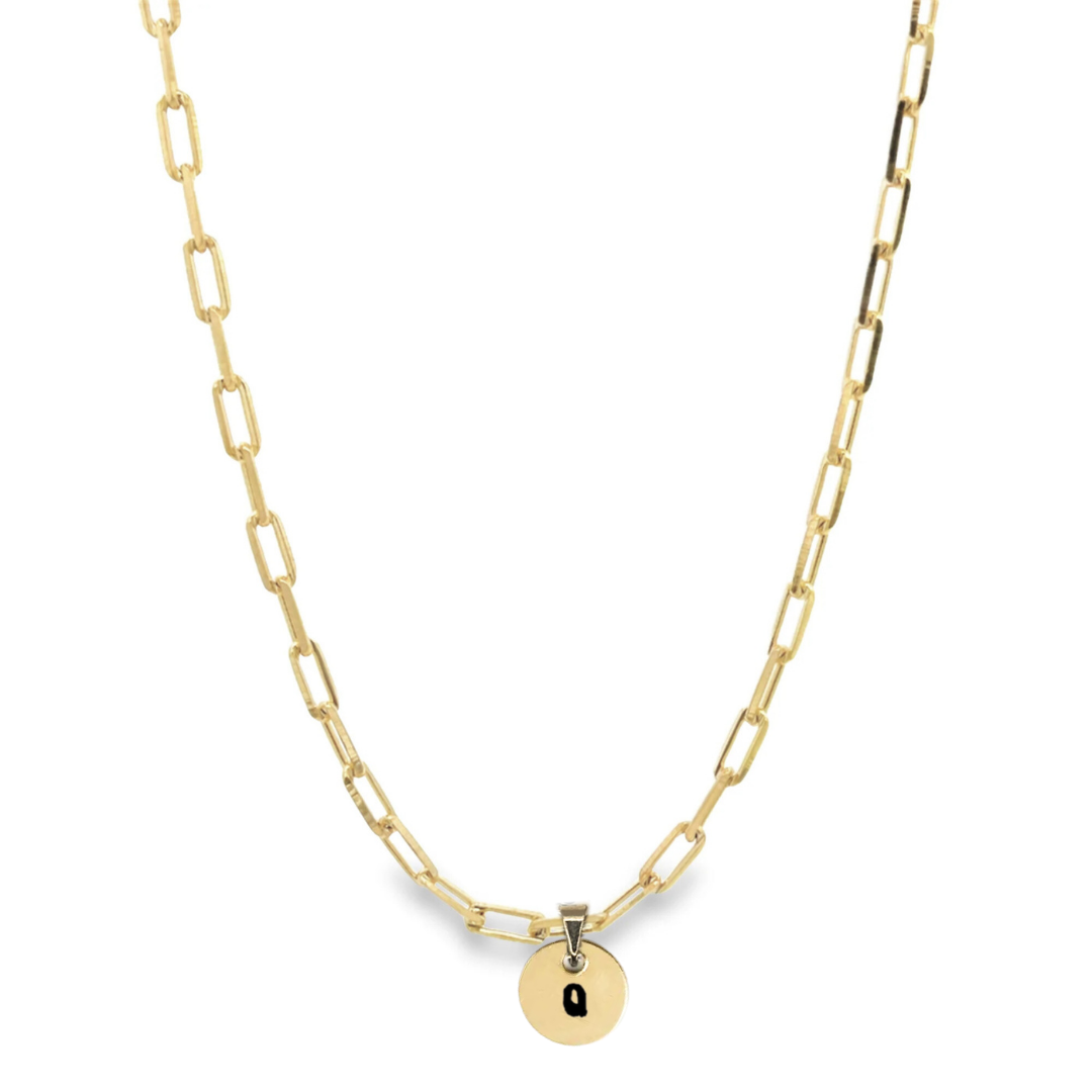 Camilla Limón - Wholesale Pendant/Charm Necklace - Initial Engraved Disk Necklace on Thick Paperclip Chain33