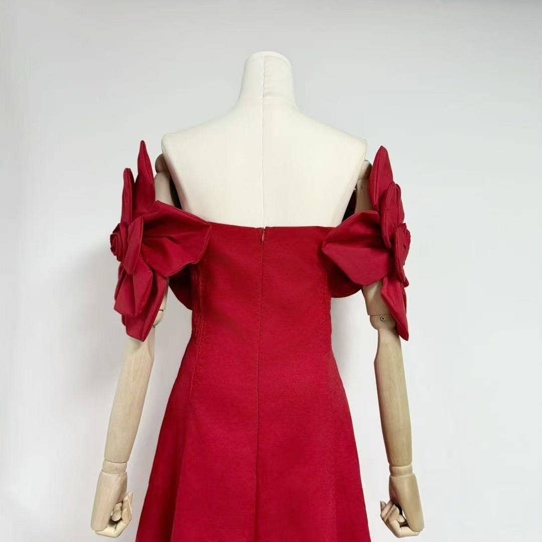 Productseeker - Wholesale Skirt - Women's - DR493 Elegant A-Line Skirt with 3D Floral Slim Fit Design16