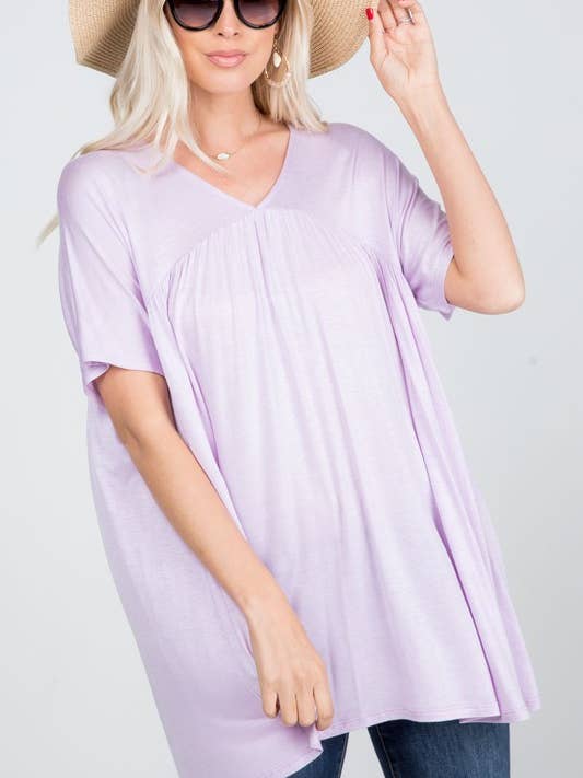 Solid tyg baby doll-topp - Missy-storlek för wholesale av Rose Mellow Fashion