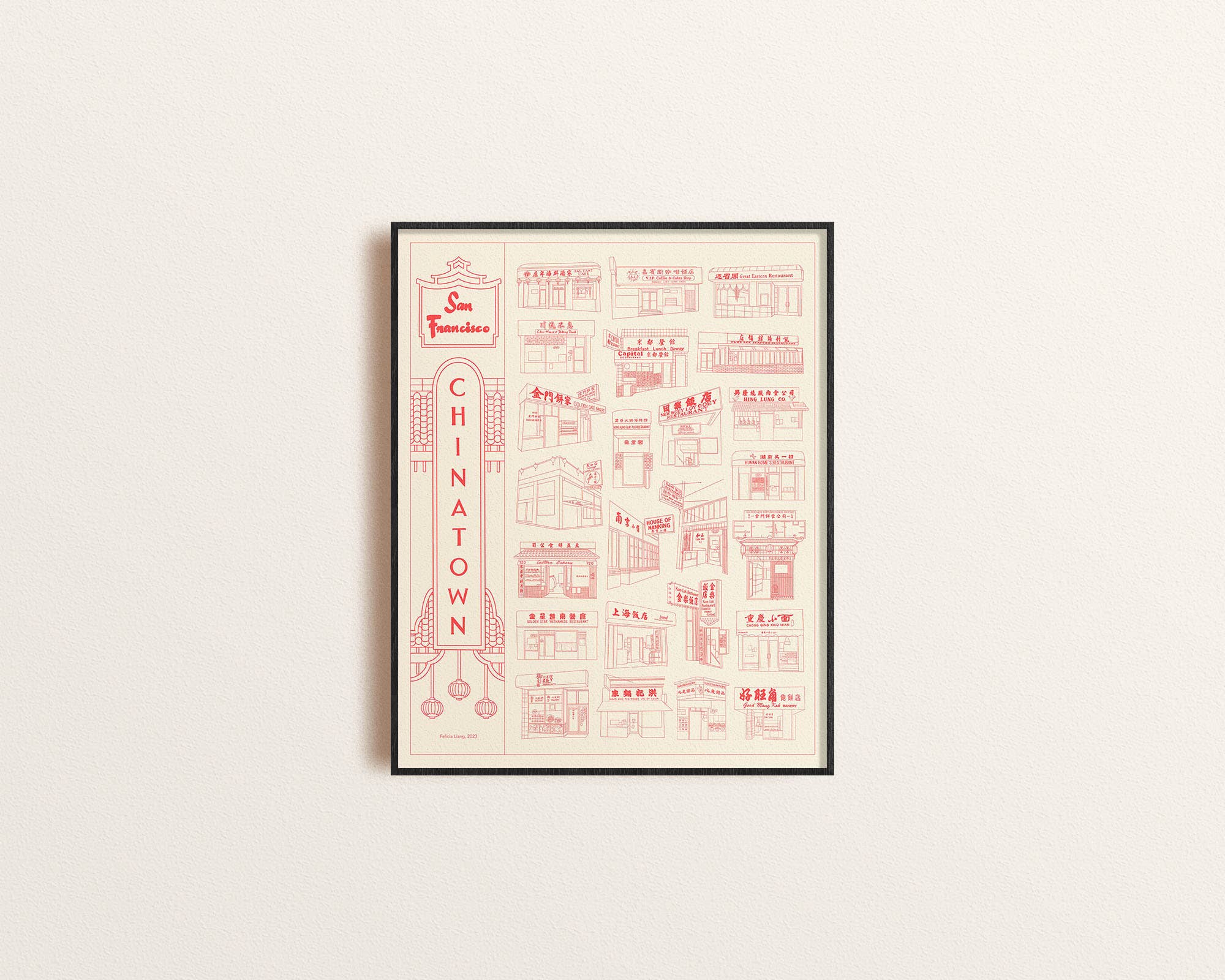 Felicia Liang - Wholesale Art Print - San Francisco Chinatown Risograph Print1
