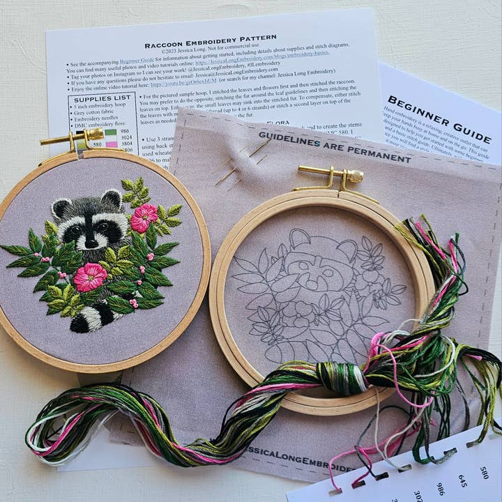 Jessica Long Embroidery - Wholesale Embroidery/Cross Stitch Supplies - Raccoon hand embroidery kit4