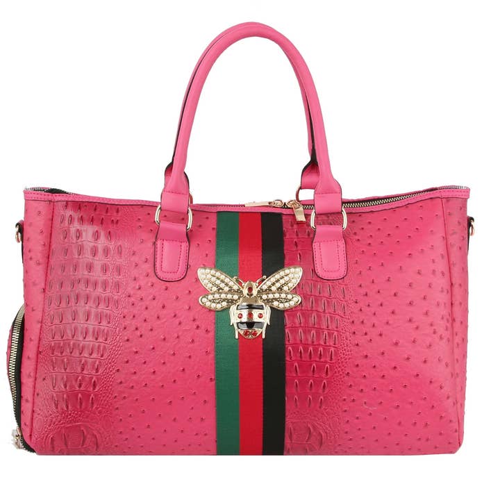 Krokogeprägte Strass-Biene Weekender für den Großhandel von Handbag Express