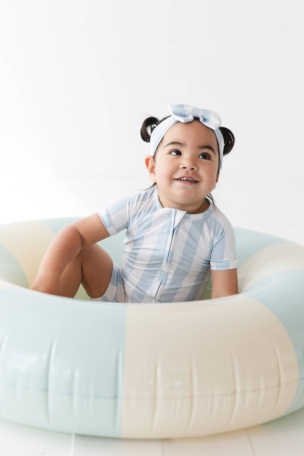 Charlie Lou Baby - Wholesale Jumpsuit - Baby - Zipper Shortie Romper | Cotton Candy Stripes1