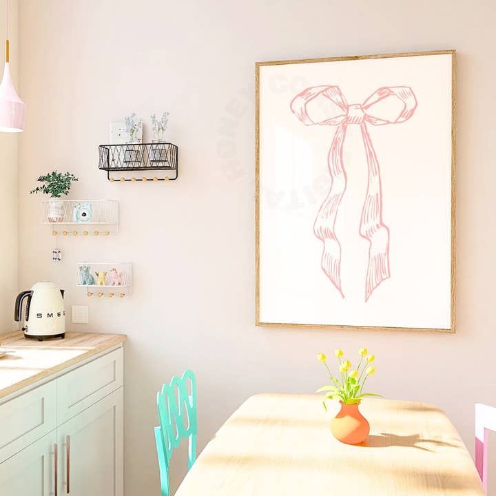 Honey Coast Print Co. - Wholesale Art Print - Coastal Granddaughter Vintage Hair Bow Poster, Coastal Pink