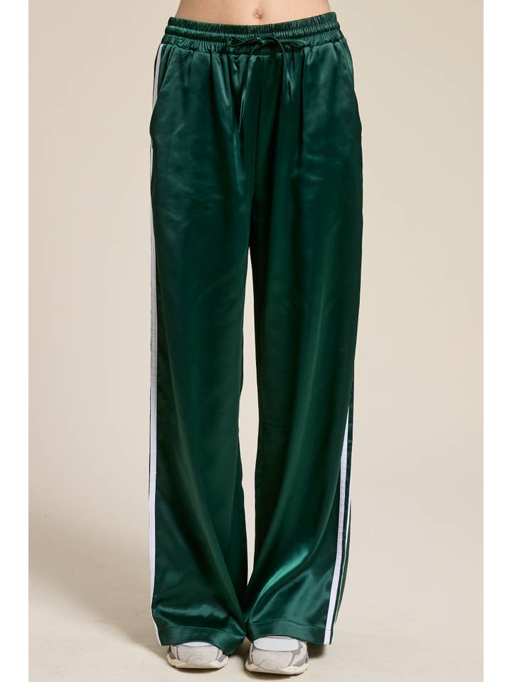 Mimosa - Wholesale Pants - Women's - Satin Track Pants with Side Stripes