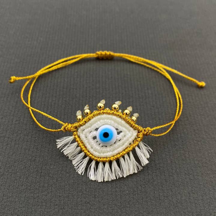 Mio Queena - Wholesale Charm/Dangle Bracelet - Woven with Polyester Thread Evil Eye Charm Bracelet