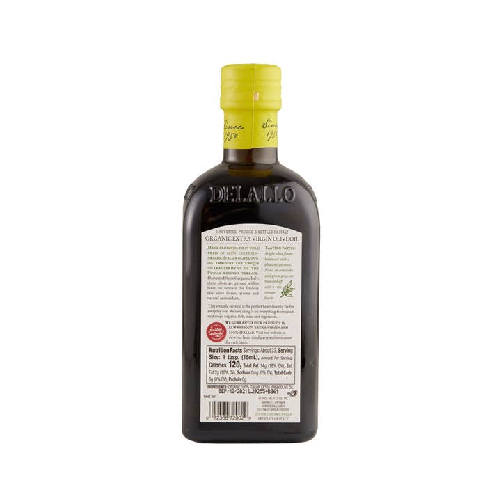 Delallo - Wholesale Olive Oil - Organic Extra Virgin Olive Oil (16.9 oz.)