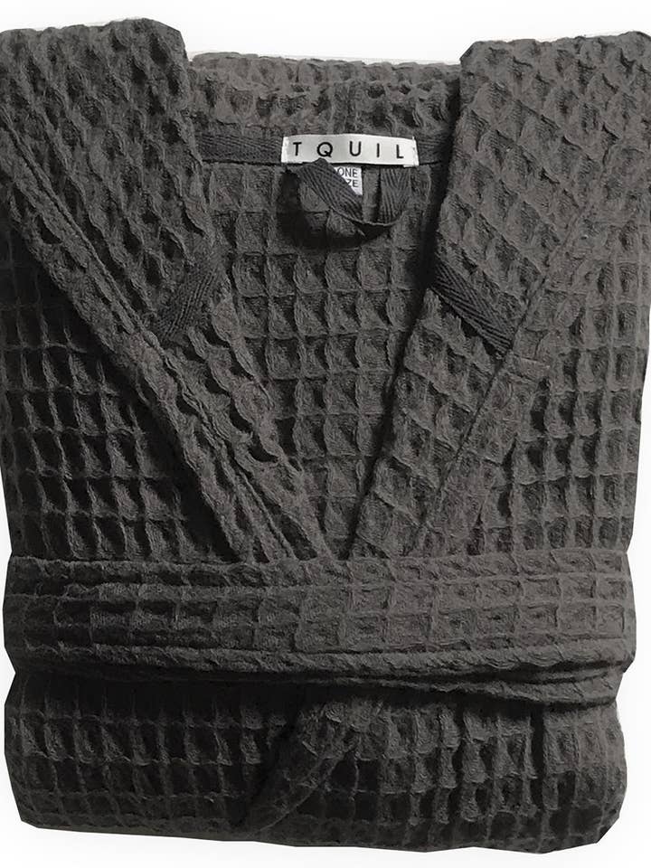 Waffle Soft Hooded Robe - Charcoal  and other Purchase Wholesale cozy robe. Free Returns & Net 60 Terms on Faire trending on Faire.
