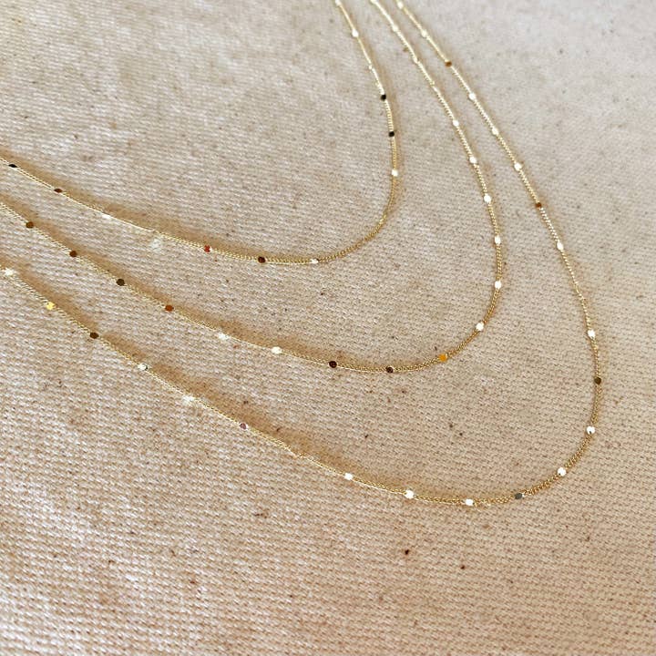 GoldFi - Wholesale Link & Chain Necklace - 18k Gold Filled 1mm Curb Chain With Pressed Details