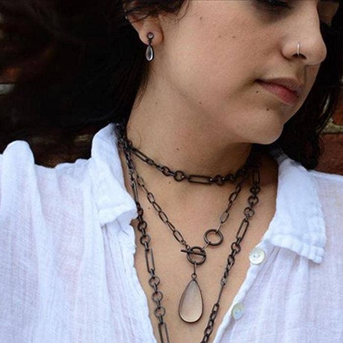 Jane Diaz NY - Wholesale Dangle Earrings - Cabochon Stone Teardrop Stud Earring7