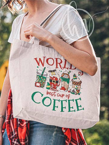 World's Best Cup Of Coffee Tote Bag for wholesale by Hectic Rebellion
