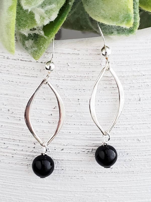 Sosie Designs - Wholesale Dangle Earrings - Silver Lotus Petal Crystal Pearls Earrings - Mystic Black1