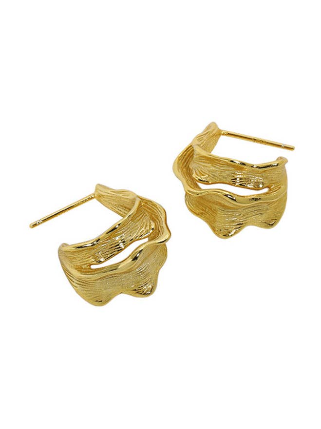 Chunky Union Hoop Sterling Silver Gold Vermeil Earrings for wholesale by Janus