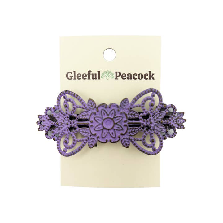 Gleeful Peacock - Wholesale Barrette - Women's - Beginnings Barrette - Hand-Painted Vintage Western6