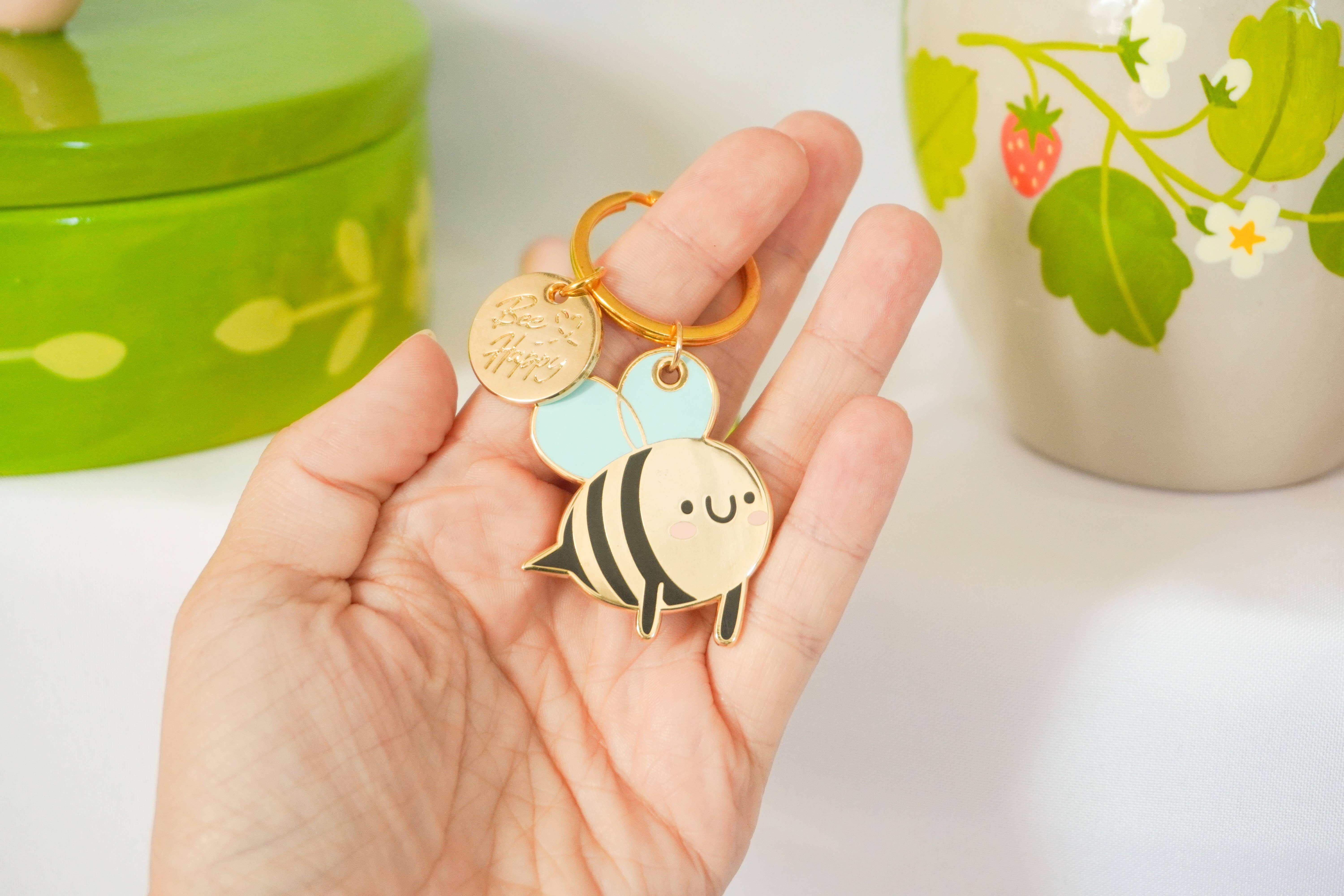 Ocean Hughes - Wholesale Keychain - Women's - Bee Happy Enamel Keychain1