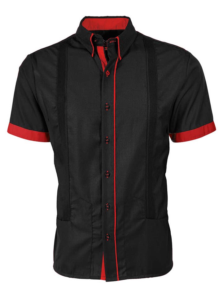 Y.A.Bera Clothing Modern Guayaberas - Wholesale Button Down Shirt - Men's - Couture Black Clásico Norteña Guayabera1