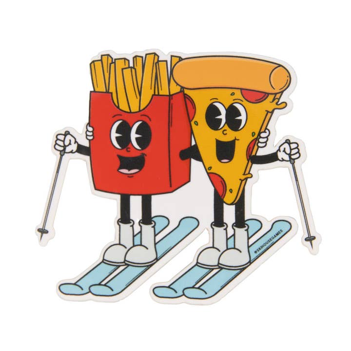 Pizza + French Fry Ski Sticker for wholesale by Ski House Games