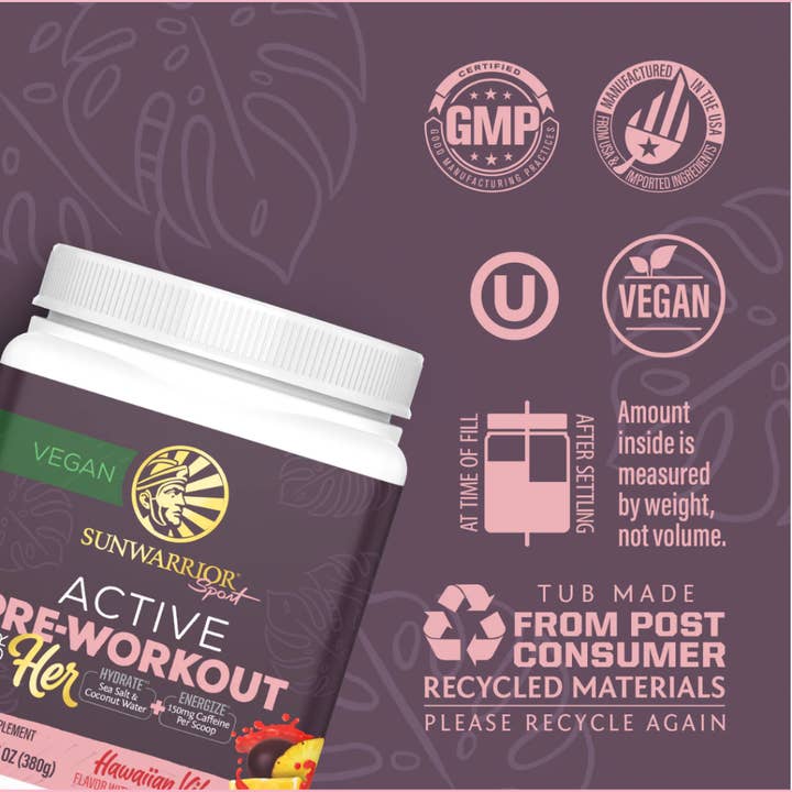 Sunwarrior - Wholesale Protein/Superfood Powder - Hawaiian Vibes Active Pre-Workout For Her Drink Powder4