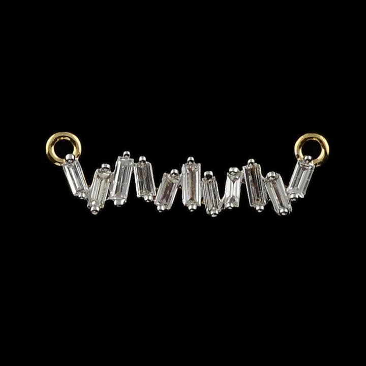 SHREE DIAMOND GEMS AND JEWELS - Wholesale Pendant/charm necklace - 14 K Solid Gold Stacked Diamond Baguette Bar Necklace/ Horizontal Bar Necklace/ Dainty Necklace / Valentine's Day Gift5