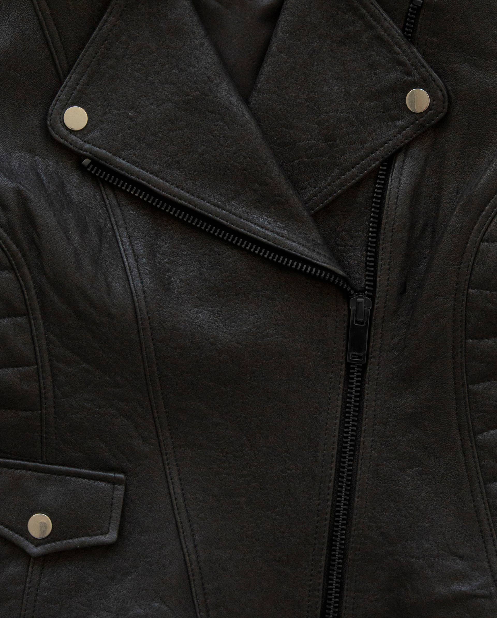 Amsterdam Heritage Leather Belts, Bags, Jackets & Apparel - Wholesale Leather Jacket - Women's - Munroe | Black and Cognac Women's Leather Jacket8