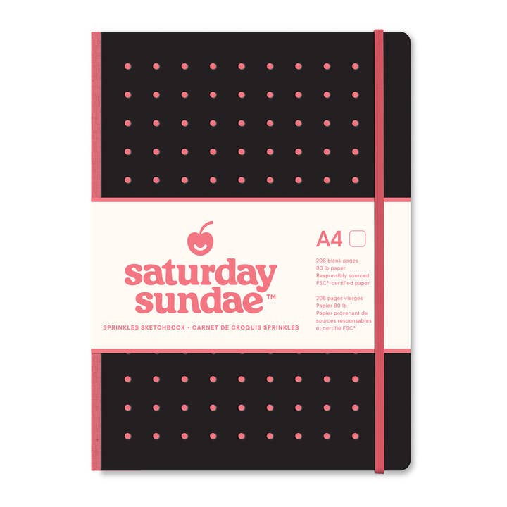 Black Cherry A4 Sprinkles Sketchbook for wholesale by Saturday Sundae