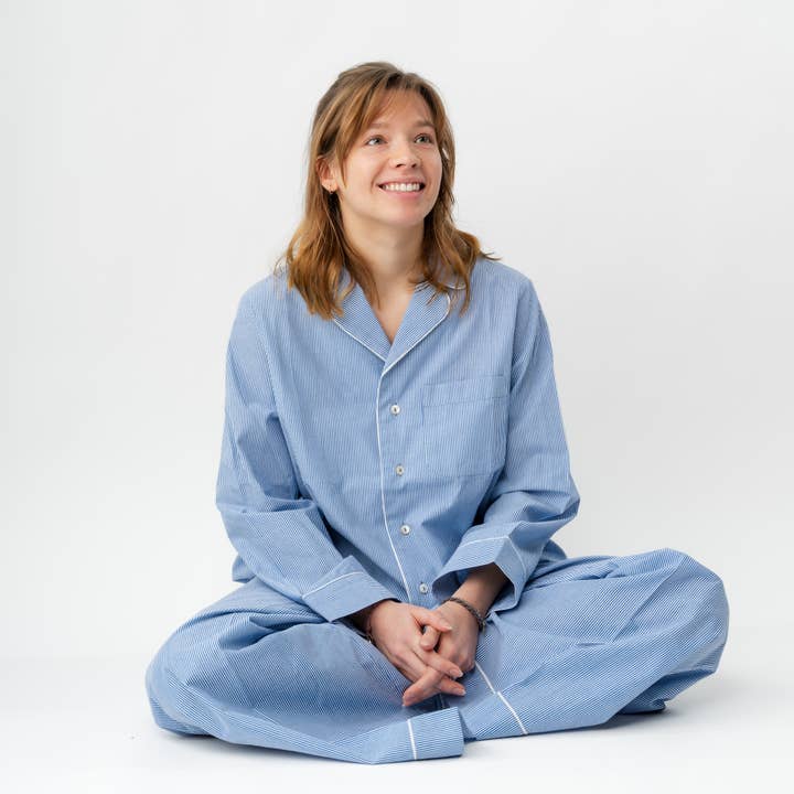 Pinstripe Cotton Pyjama with Piping Detail for wholesale by Nest Factory